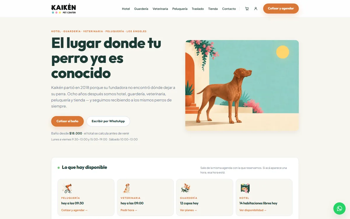 Pantalla del sistema de Kaikén Pet Center