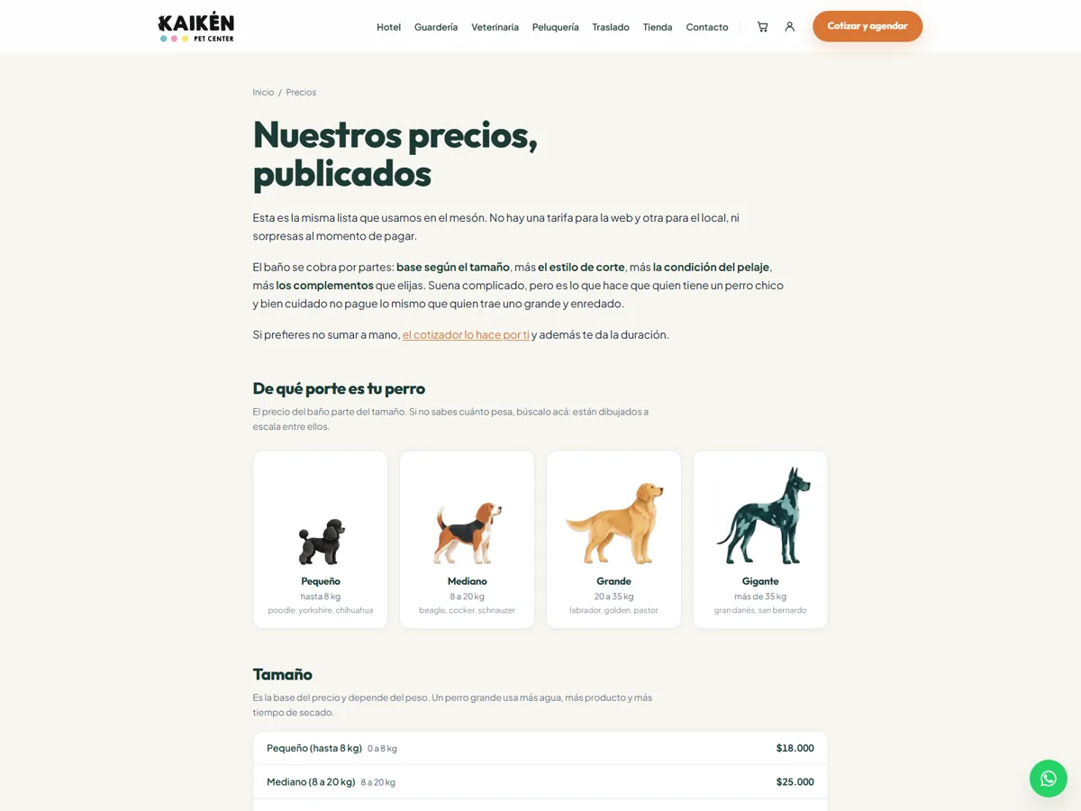 Kaikén - Precios publicados y cotizador de peluquería