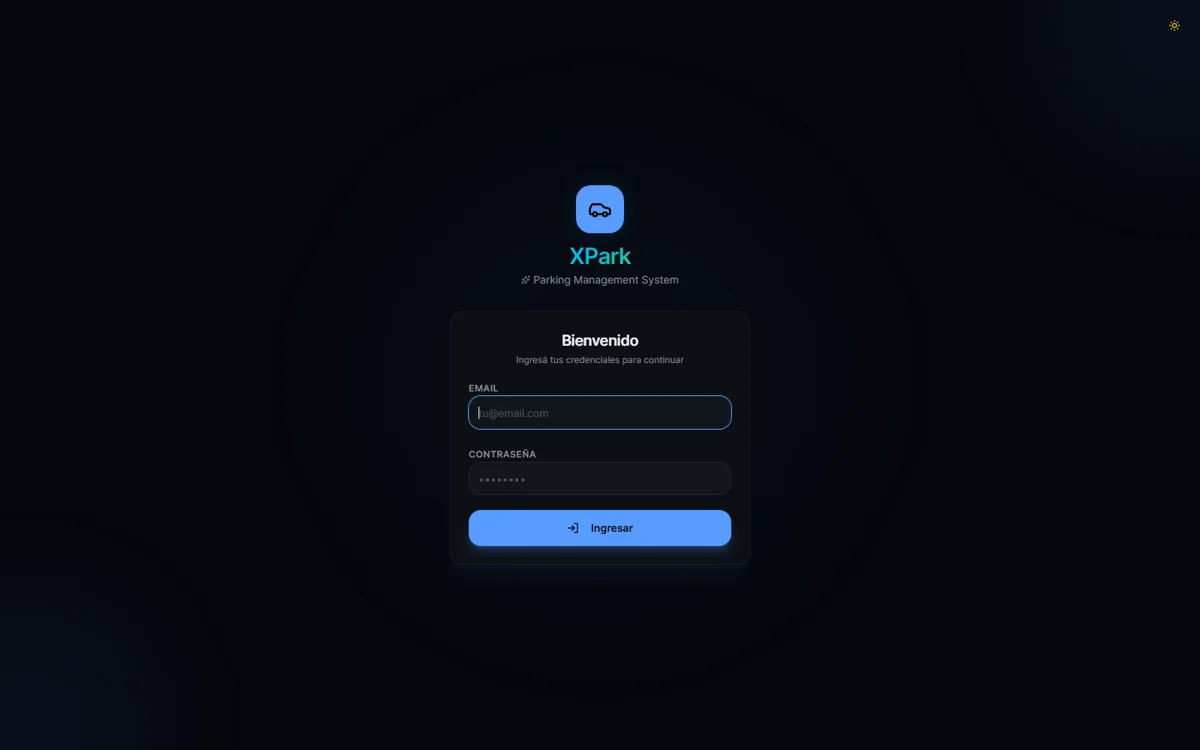 XPark - Acceso al sistema de gestión de estacionamientos
