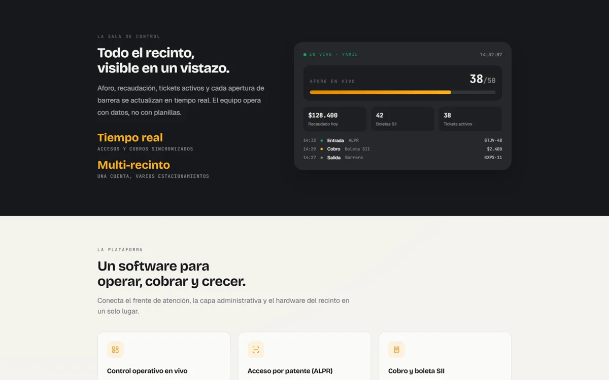 XPark - Sala de control con aforo y recaudación en tiempo real